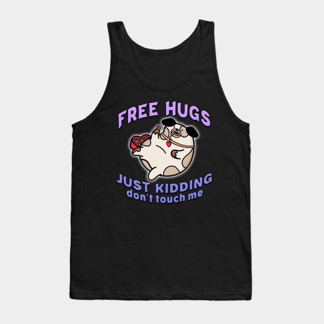 Free Hugs Just Kidding Dont Touch Me Purple Tank Top by Shawnsonart